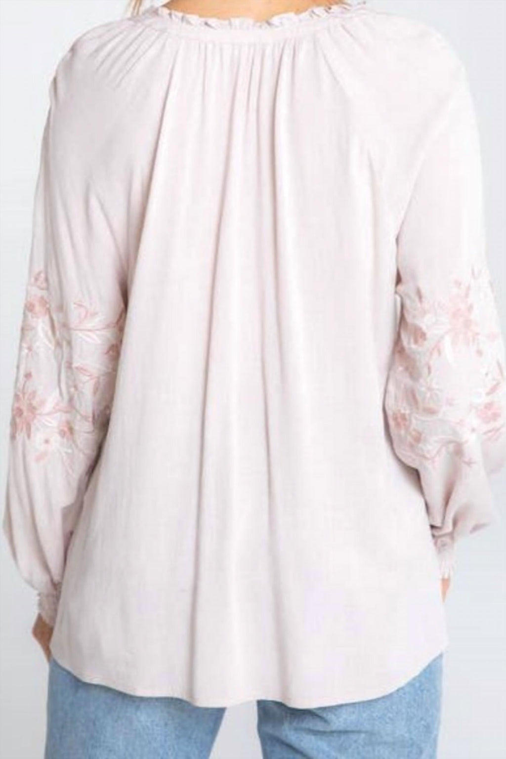 Lovestitch - Women's Long Sleeve Linen Embroidered Peasant Top