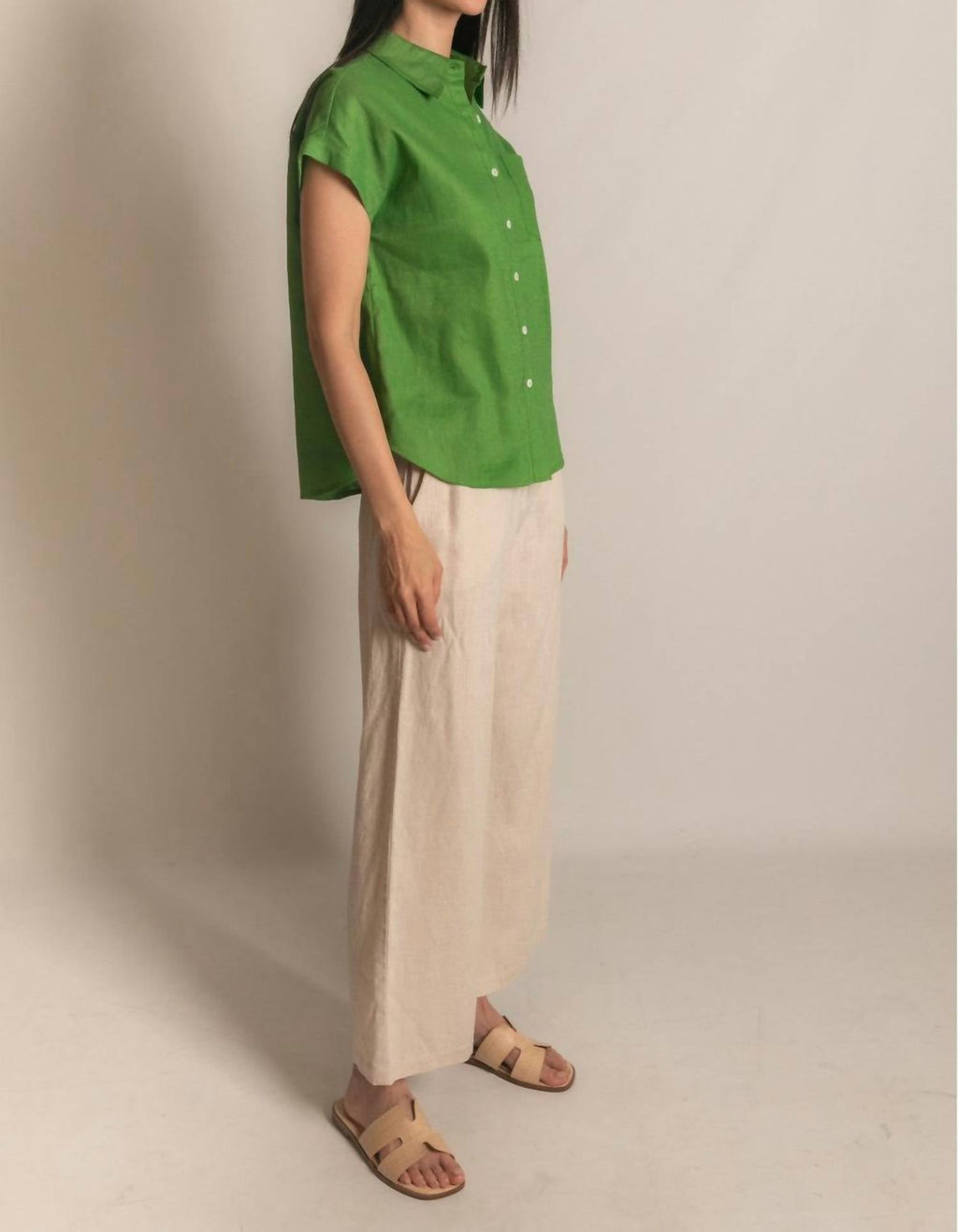 P.Cill - Linen Relaxed Short Sleeve Button Up Shirt