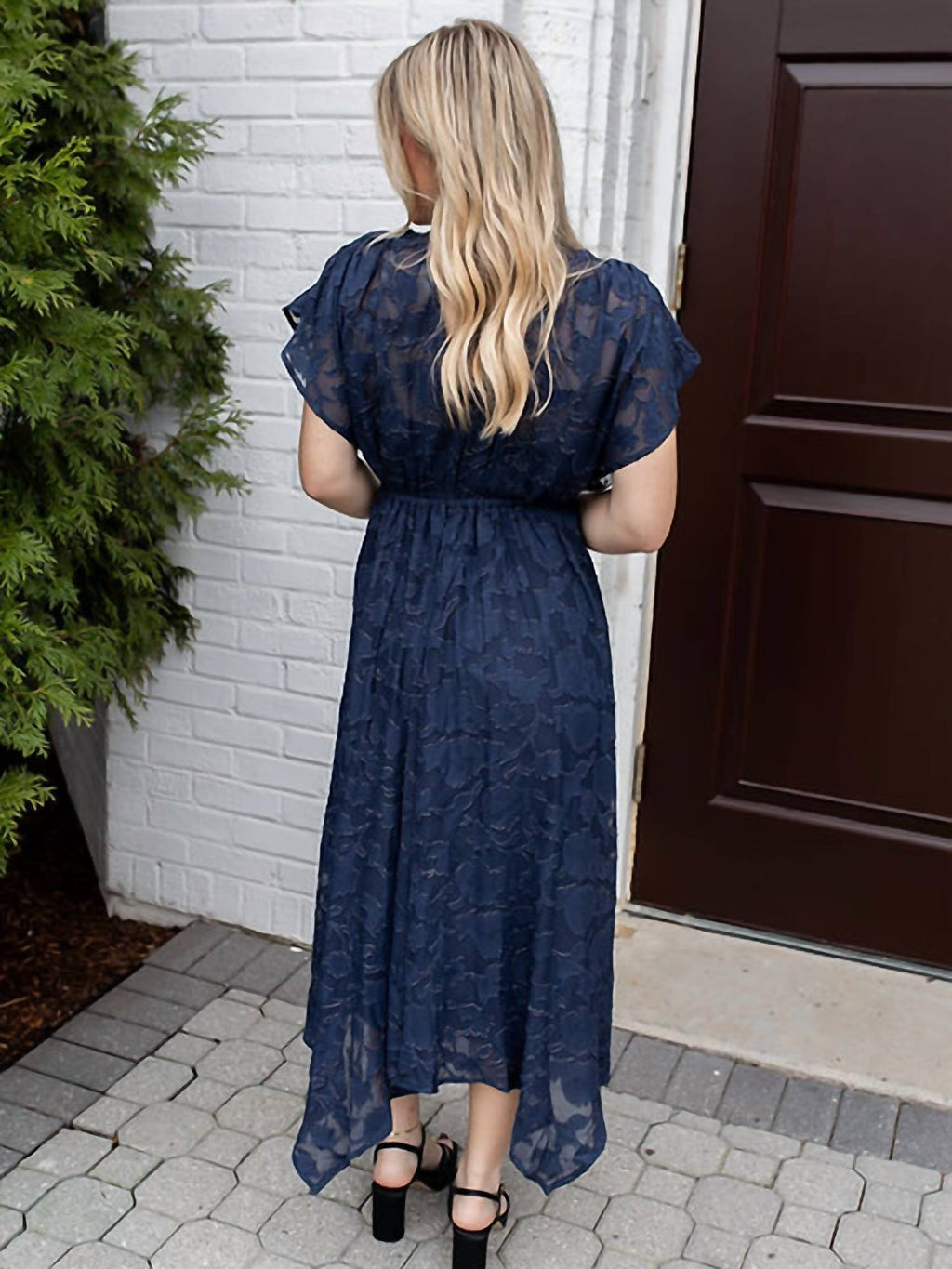 Lovestitch - Devon Foil Jacquard Handkerchief Midi Dress