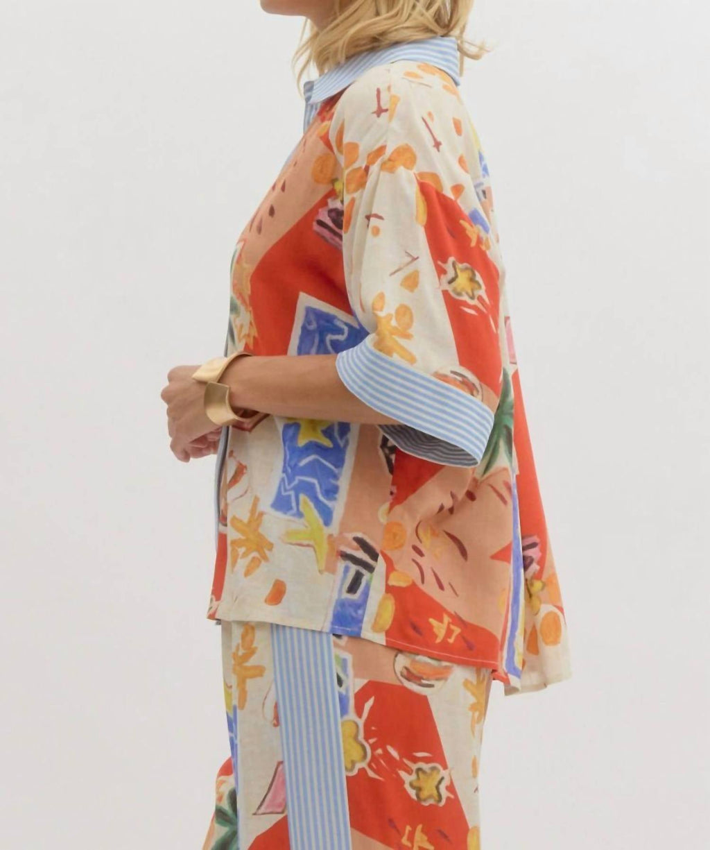 Entro - Valentina Button Front Top Top