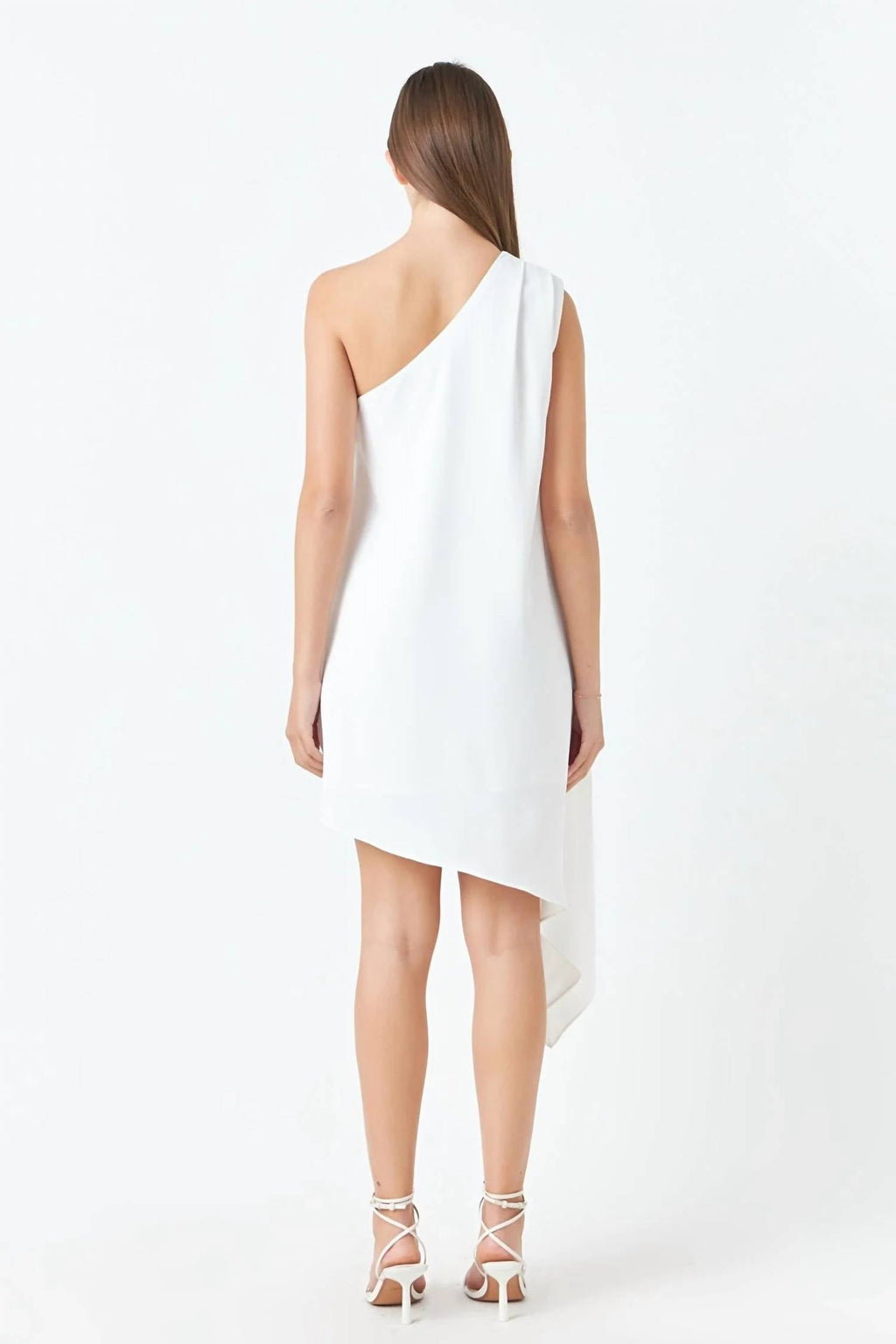 English Factory - Women's Shoulder Pintucked Asymmetrical Mini Dress