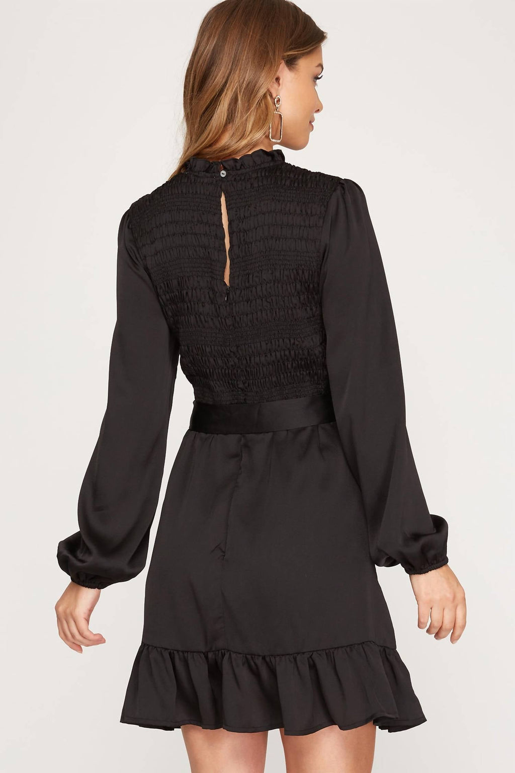 She + Sky - Smocked Satin Dress