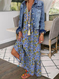 Boho Allover Floral Print V Neck Cami Maxi Dress