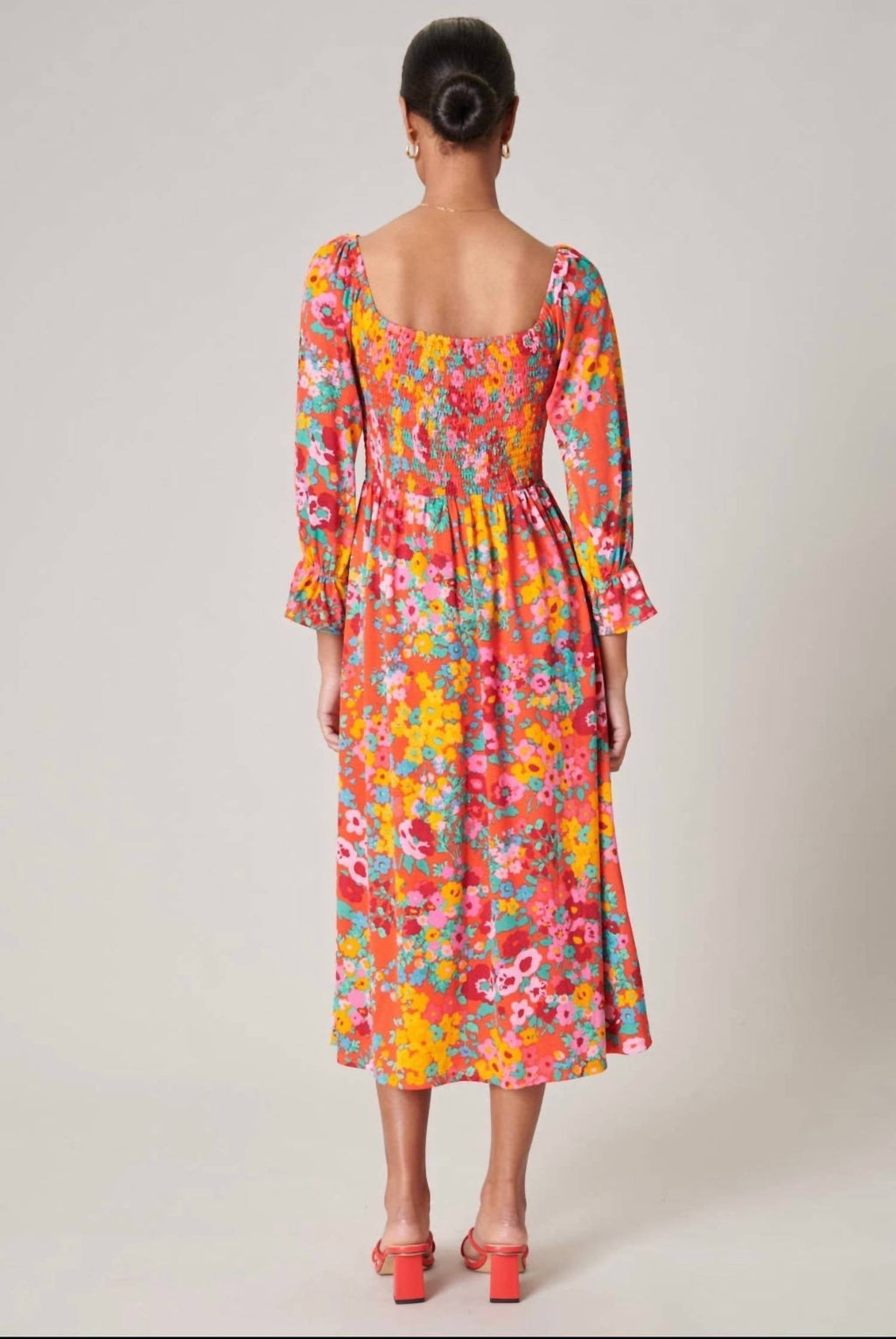 Sugarlips - Francesca Wildflower Denni Smocked Midi Dress