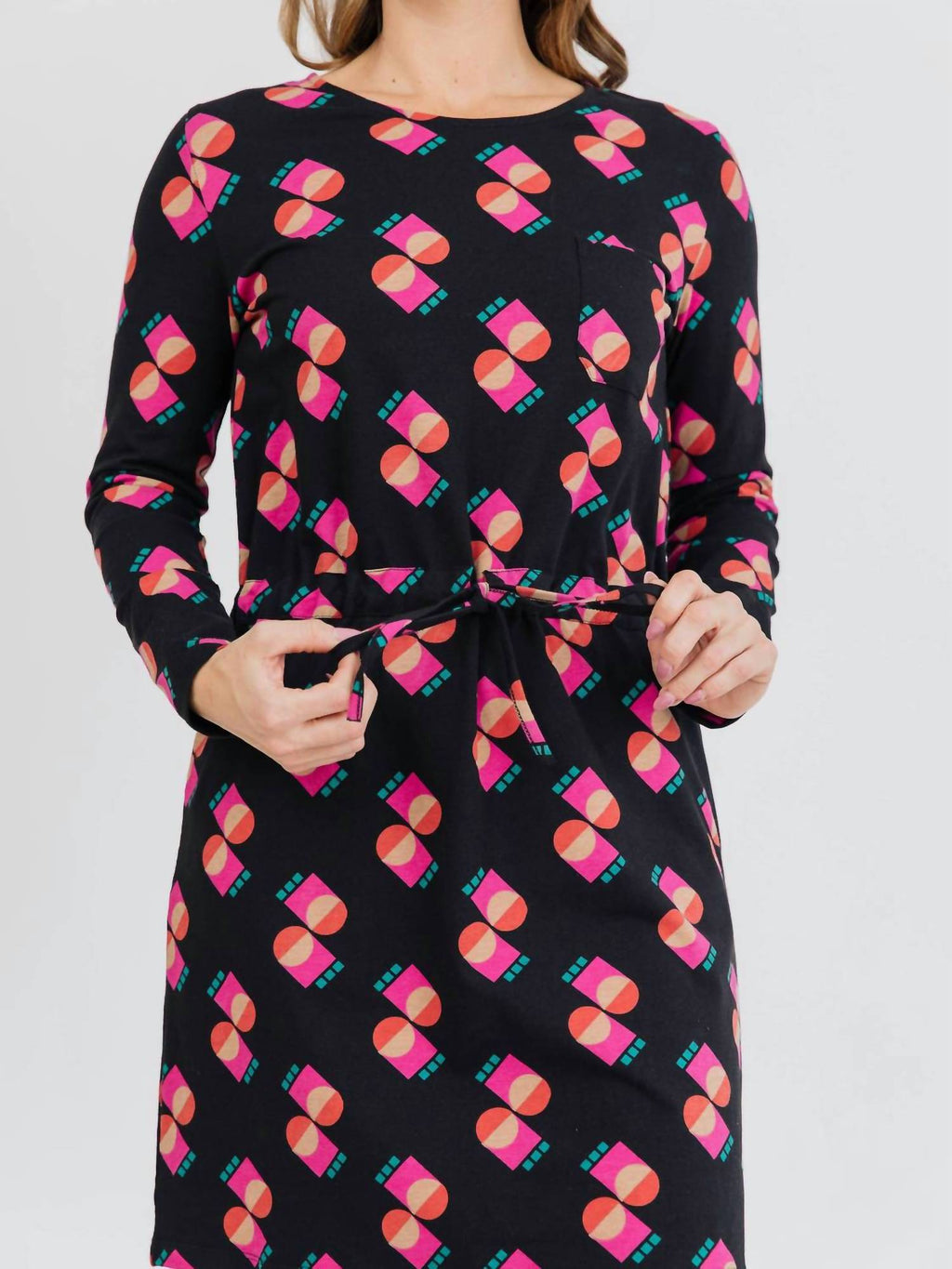 Mata Traders - Abby Long Sleeve Dress Memphis Shapes