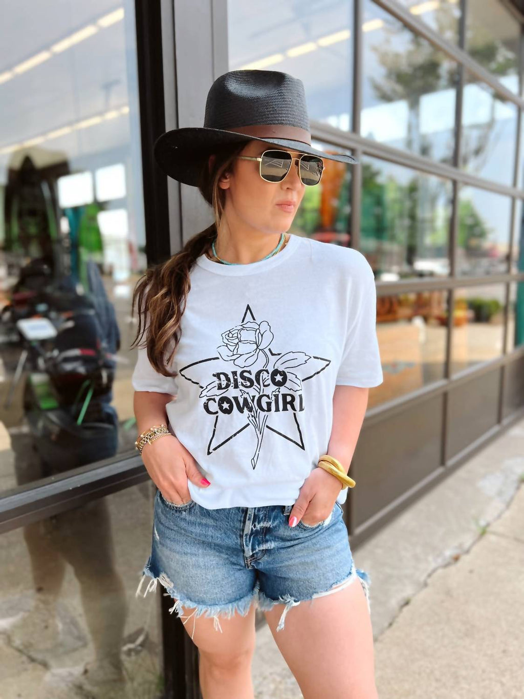 Disco Cowgirl - Oversized Crewneck Tee
