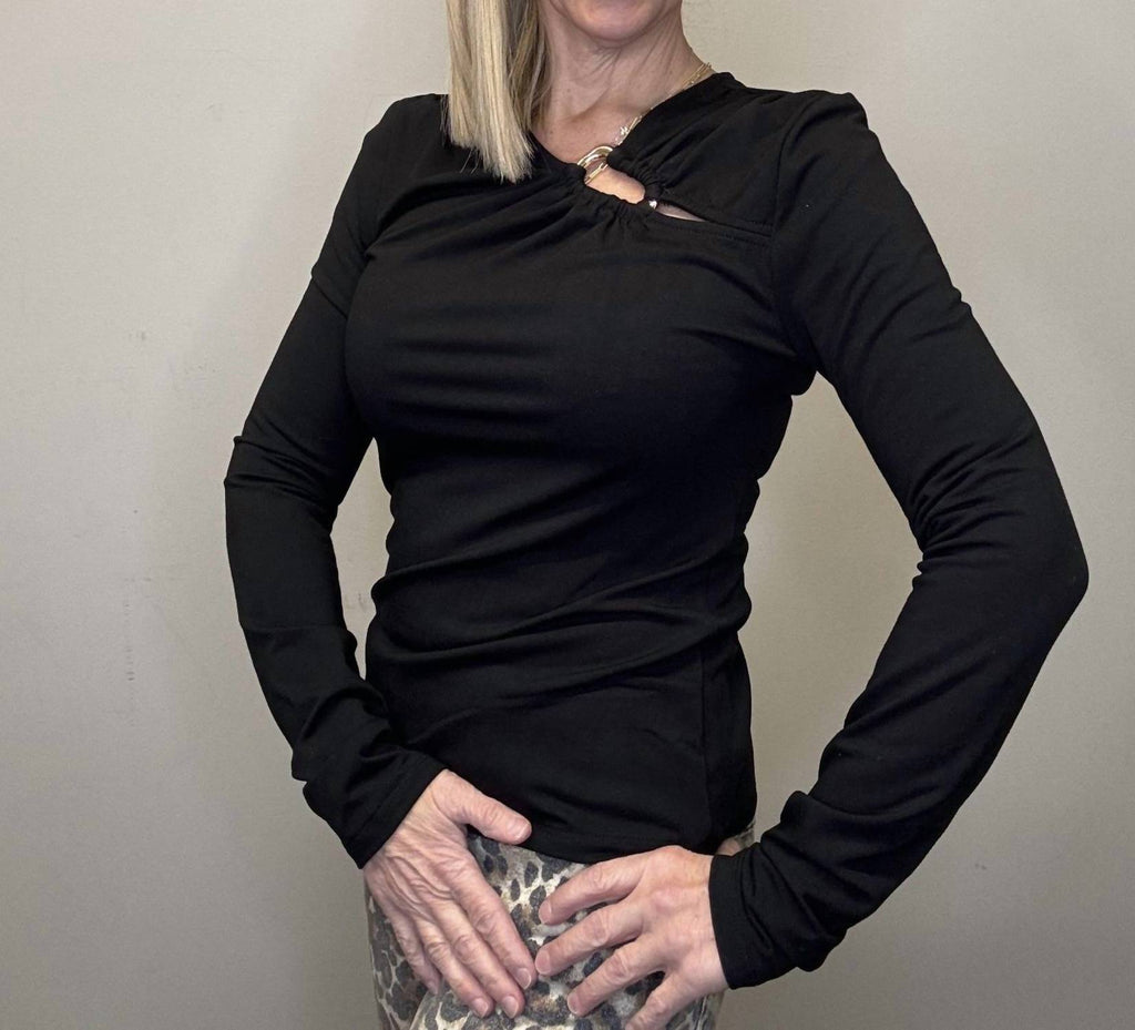 Ariella - Ring Detail Long sleeve Top