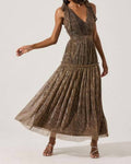 Astr - Desma Metallic V-neck Midi Dress