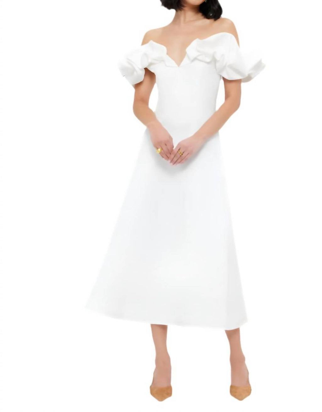 Leo Lin - Annie Off Shoulder Frill Midi Dress