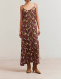 Grade & Gather - Women's Dark Jewel Sleeveless Floral Print Dress