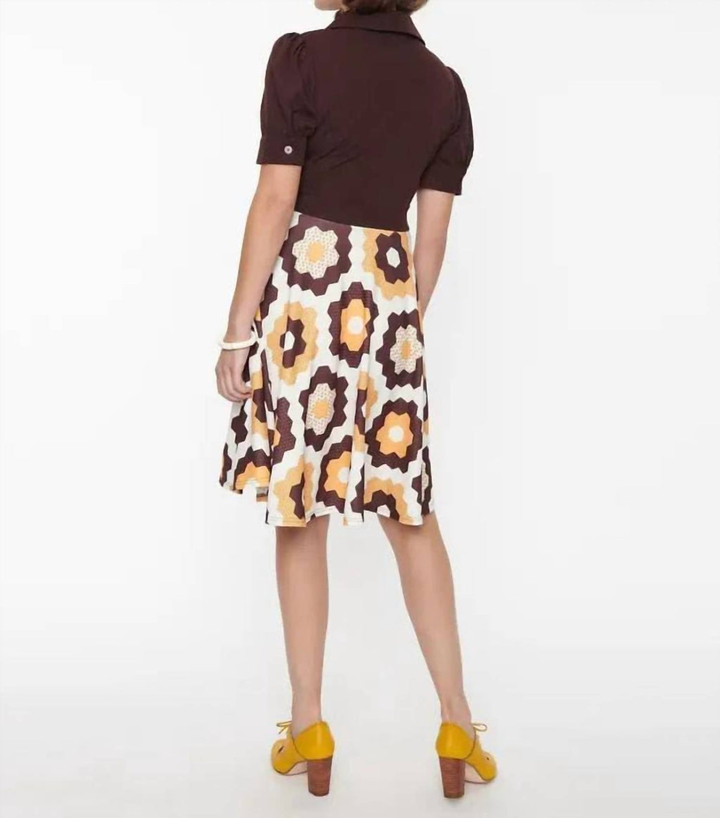 Unique Vintage - Honey Comb Pattern Flare Dress