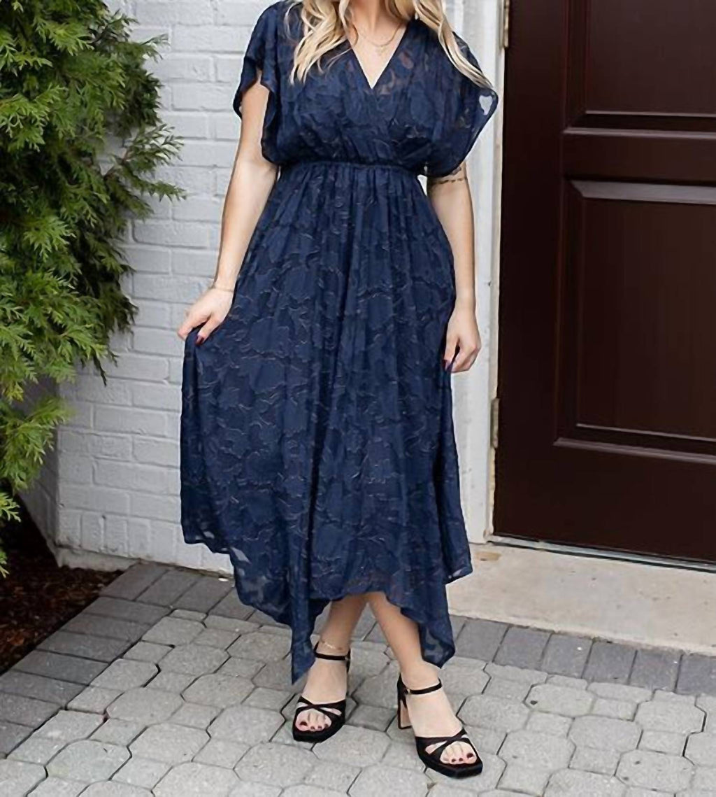 Lovestitch - Devon Foil Jacquard Handkerchief Midi Dress