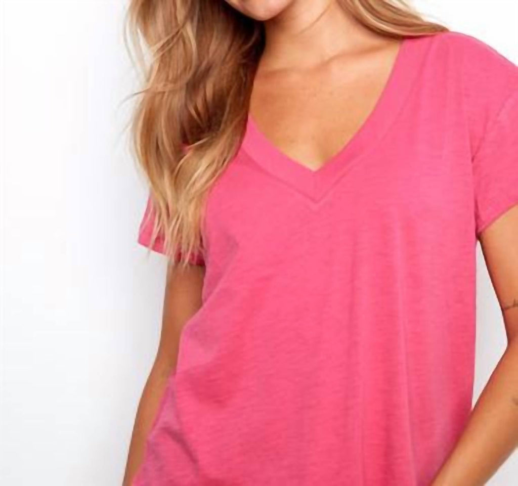 Charlie B - Organic Cotton Drop Shoulder V-neck T-shirt
