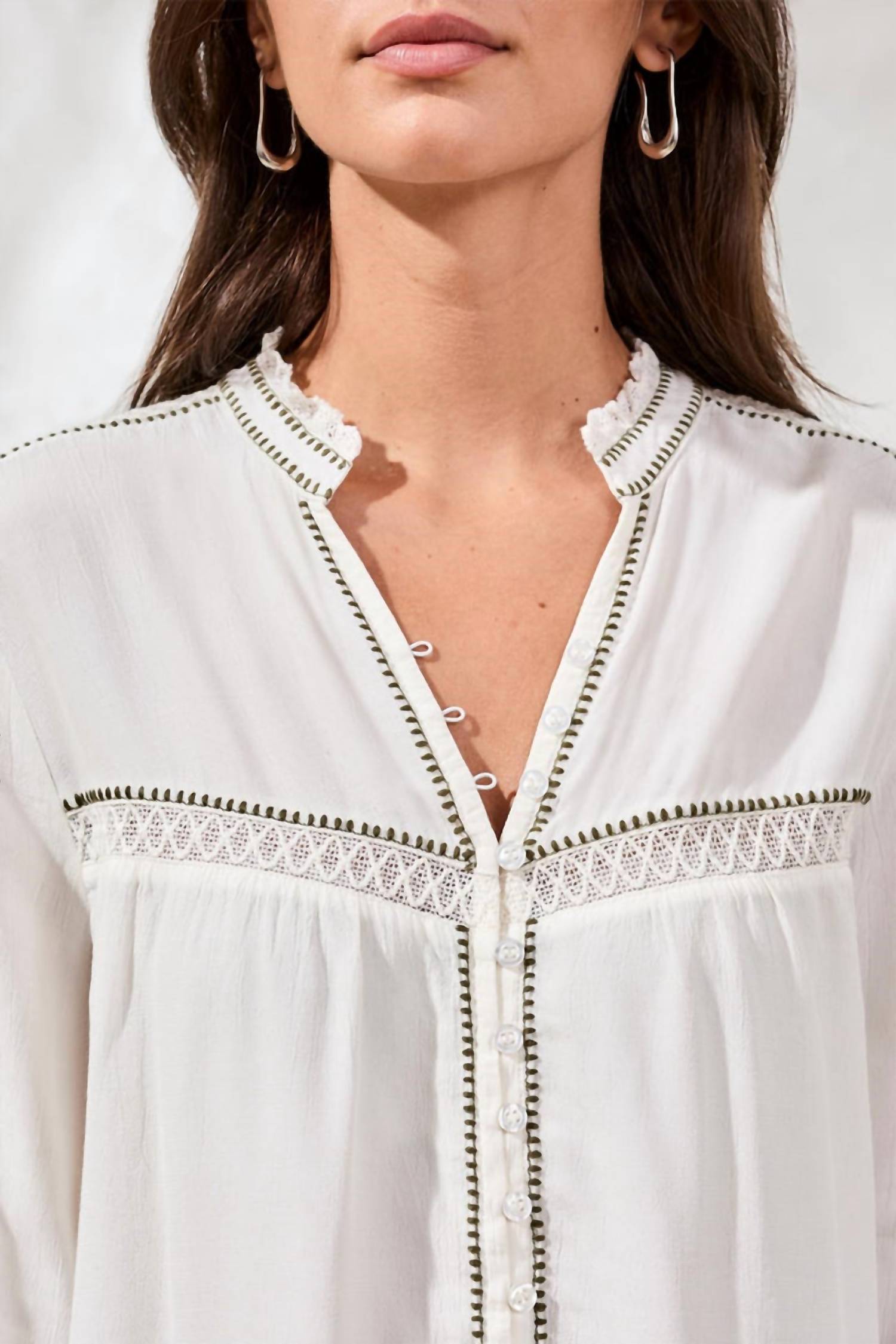 Tribal - Boho Button Front Novelty Blouse