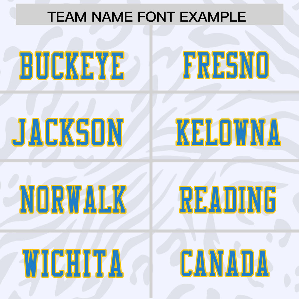Custom White Powder Blue-Gold Personalized Zebra Stripes Pattern Authentic Football Jersey