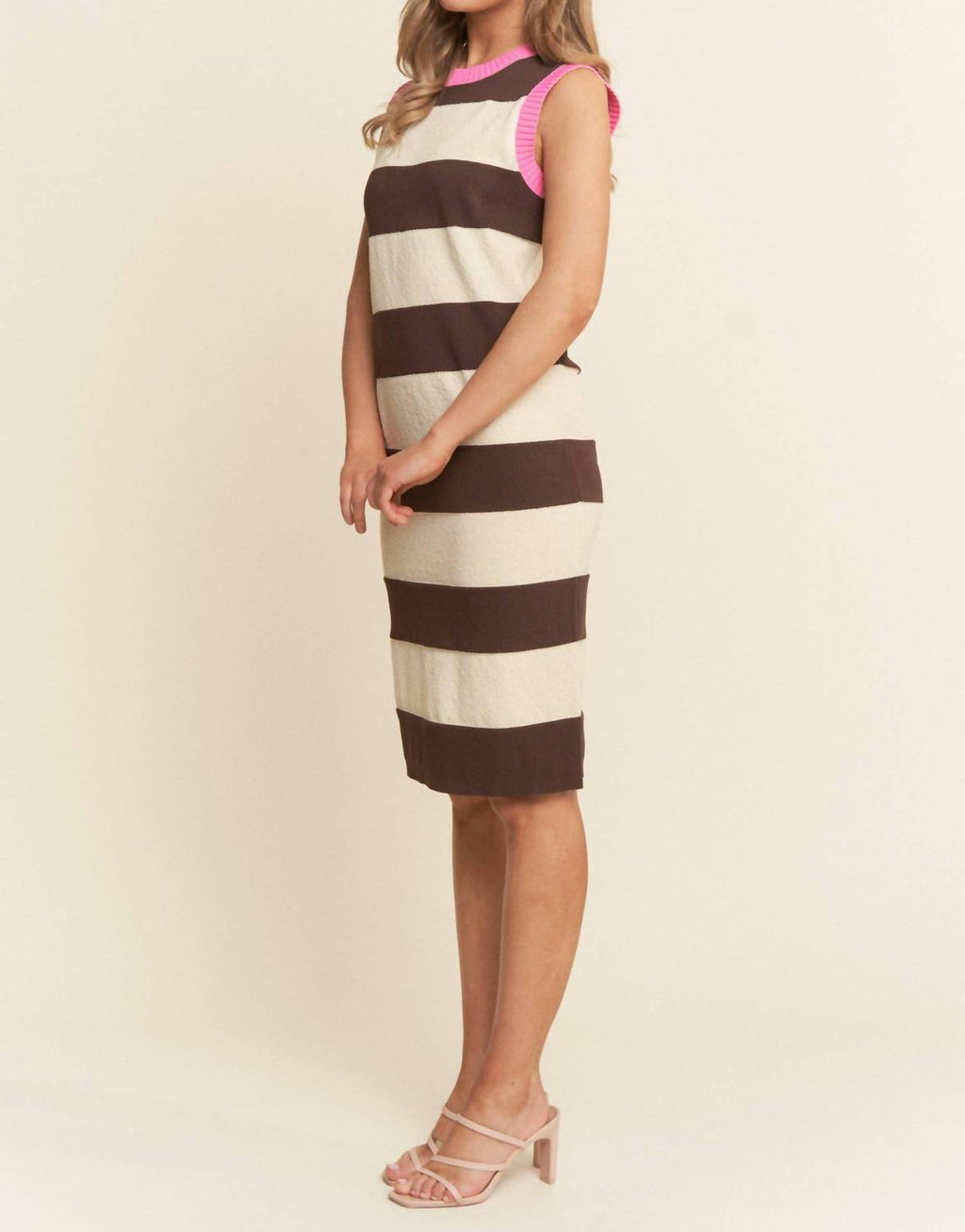 J.Nna - Lisa Striped Soft Knit Sleeveless Knit Dress