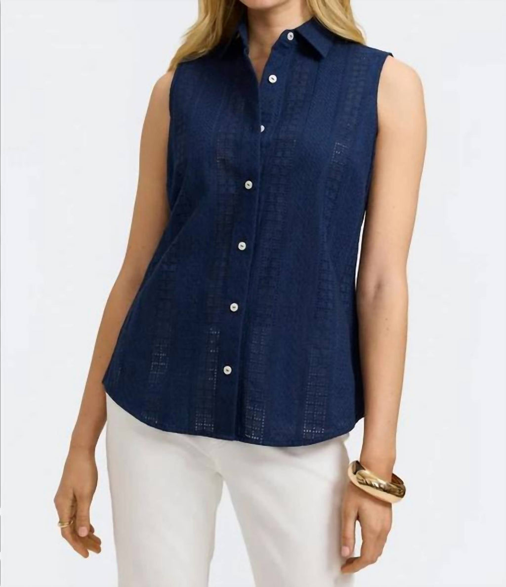 Foxcroft - ADA Cotton Eyelet Sleeveless Shirt