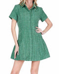 Joy Joy - Women's Pleated Hem Button Dress