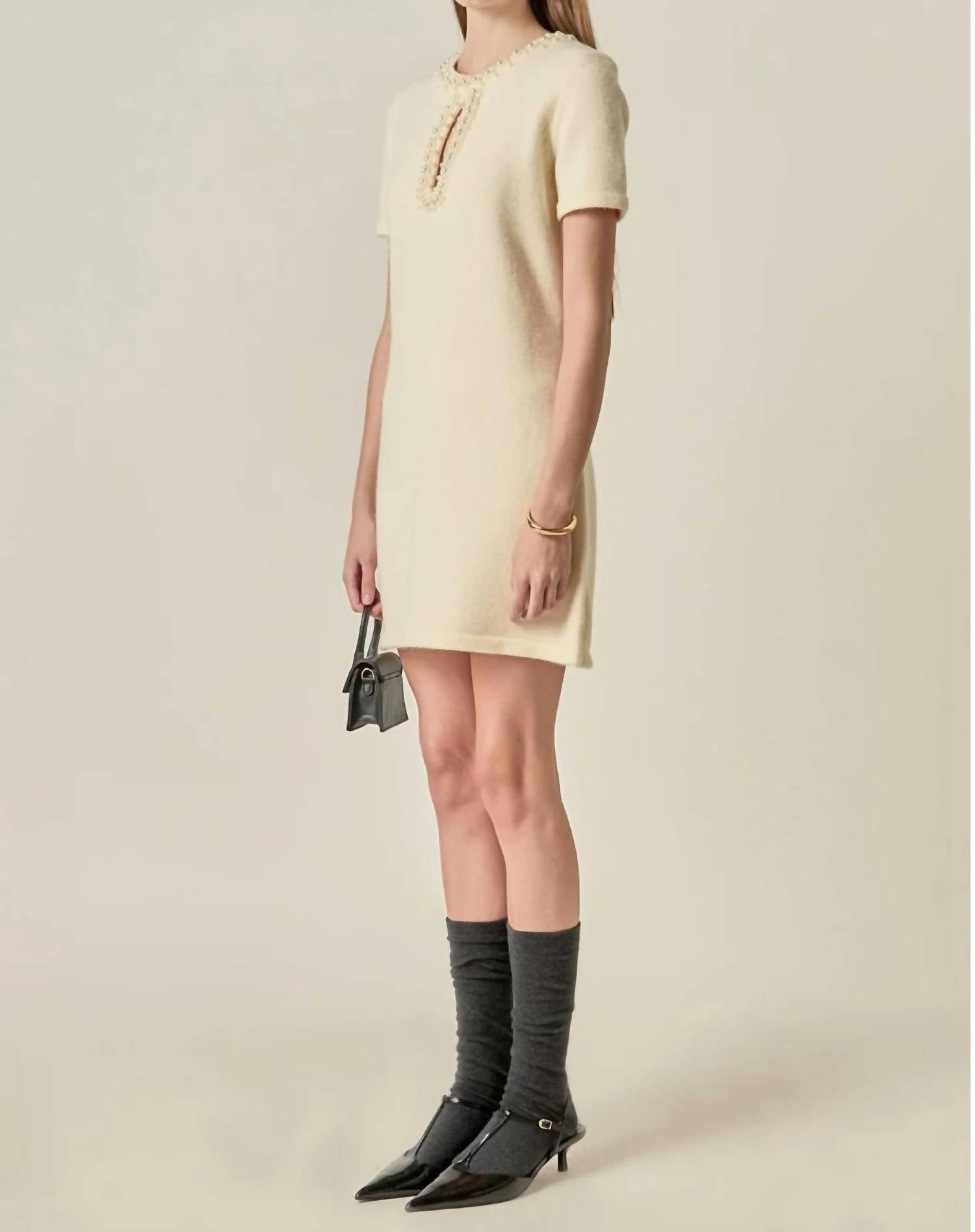 English Factory - Women's The Pearl Embellished Knit Mini Dress