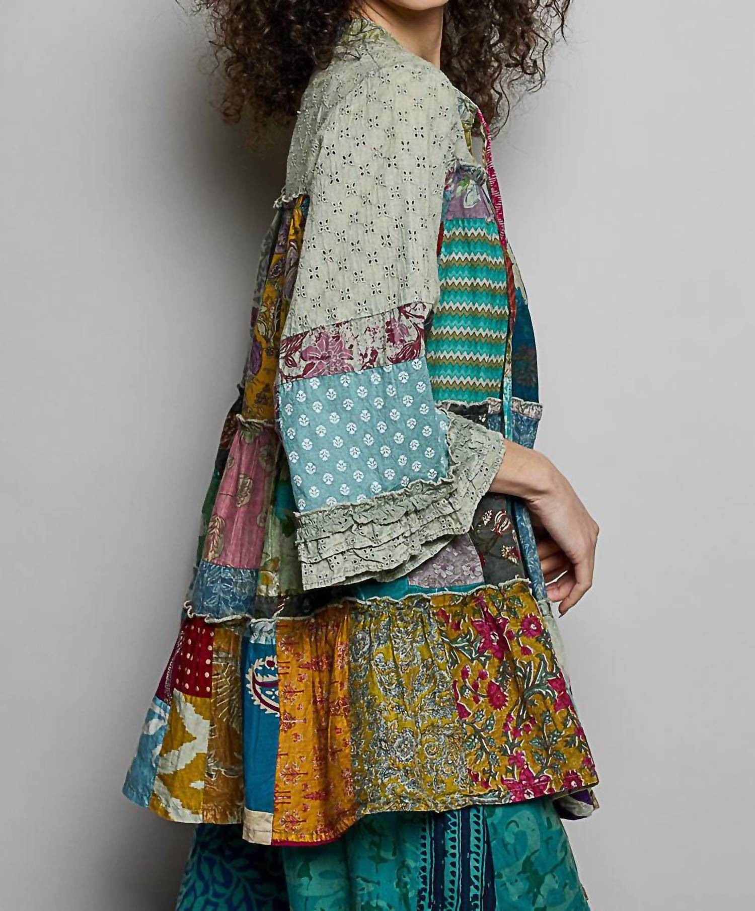 Pol - One Of A Kind Patch Work Tunic Top