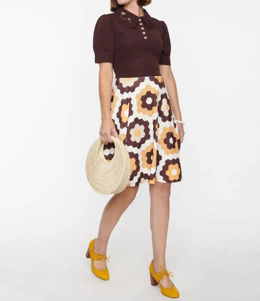 Unique Vintage - Honey Comb Pattern Flare Dress
