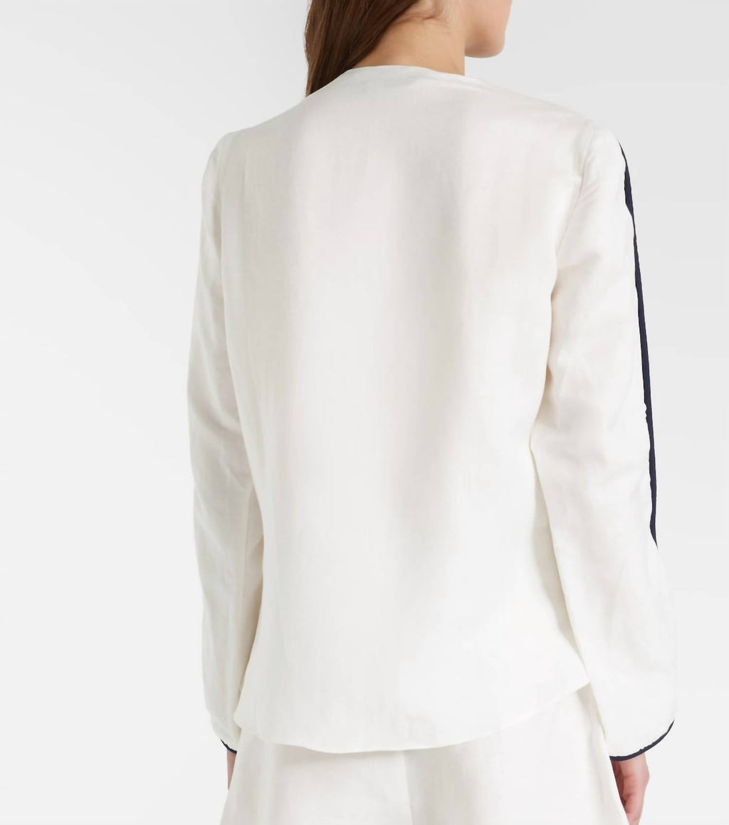 Adriana Degreas - Bicolor Linen Tie Front Blouse